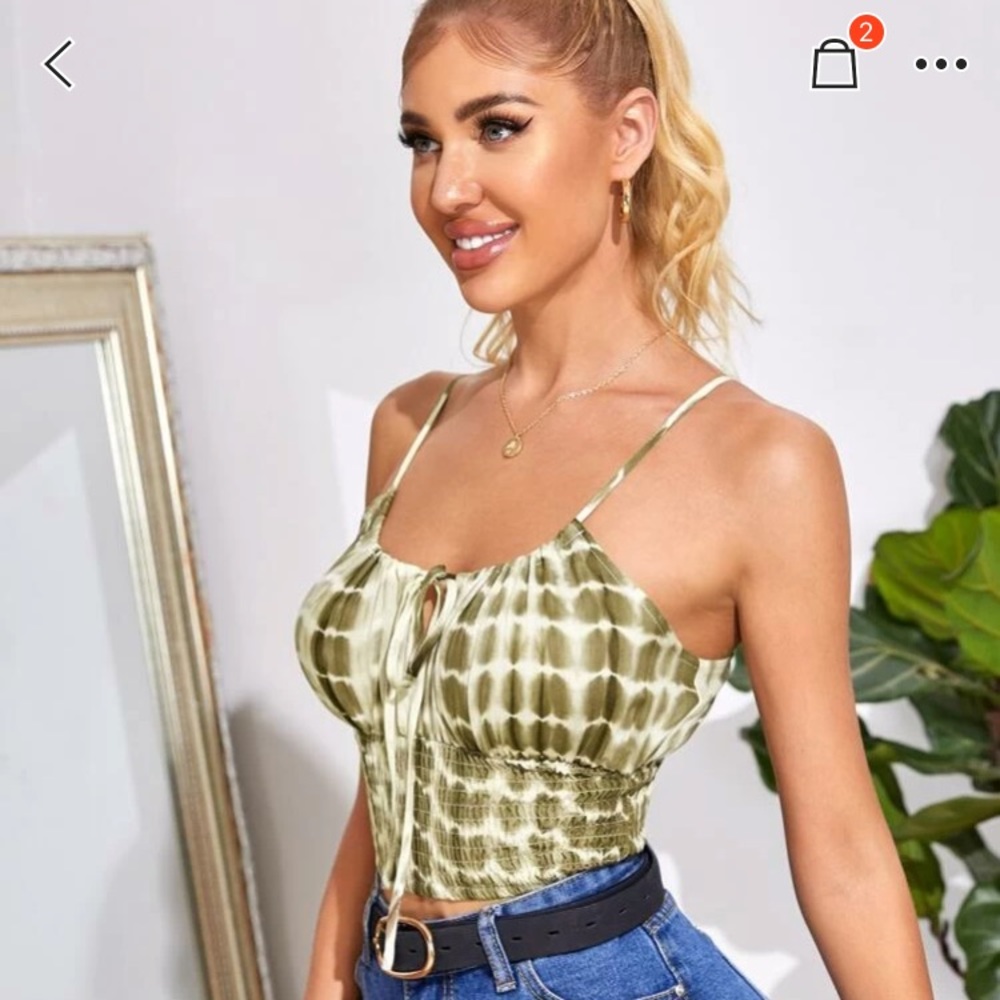 Green/white crop top